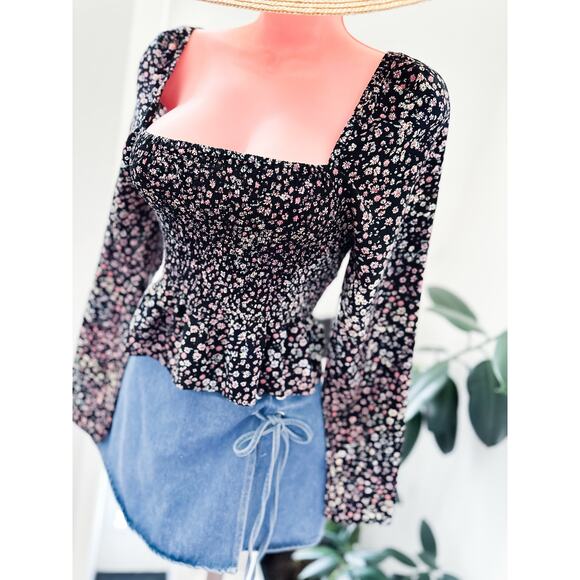 Moonlit Meadow milkmaid blooming floral smocked cottagecore top - Picture 3 of 4